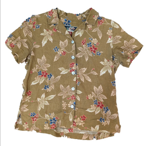La Cabana Button Down Linen Floral Shirt
